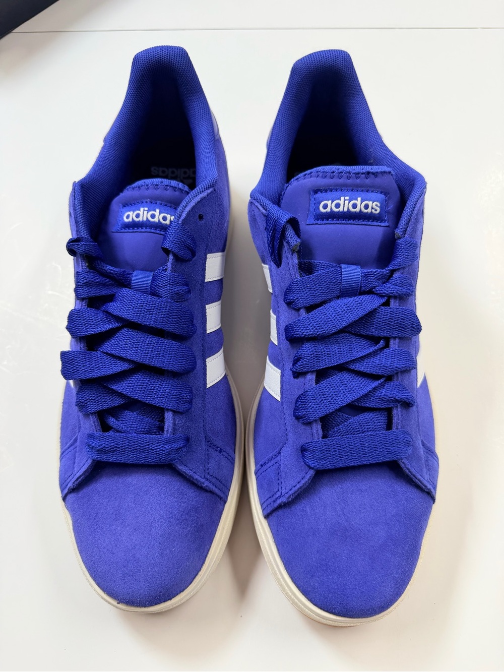 Adidas Grand Court Base 00s Blue and White Low-Top Suede Sneakers - Picture 2 of 5